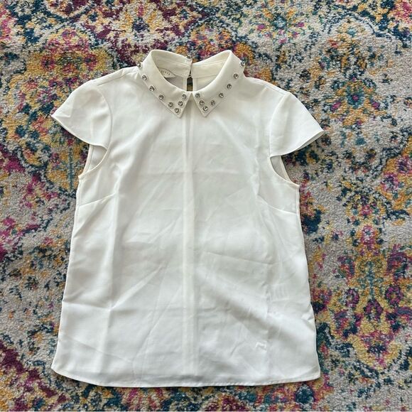 Ted Baker London Jaylen beaded bead embellished collar short sleeves top - Picture 11 of 11